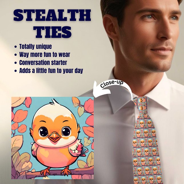 Niedlich Baby Bird Pink Blue Stealth Neck Tie Krawatte (Von Creator hochgeladen)