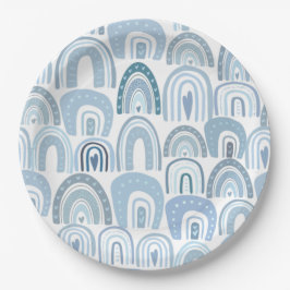 Niedlich Baby Blue Boho Rainbow Pattern Pappteller