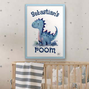 Niedlich Baby Blue Dinosaurier Kinderzimmer Poster