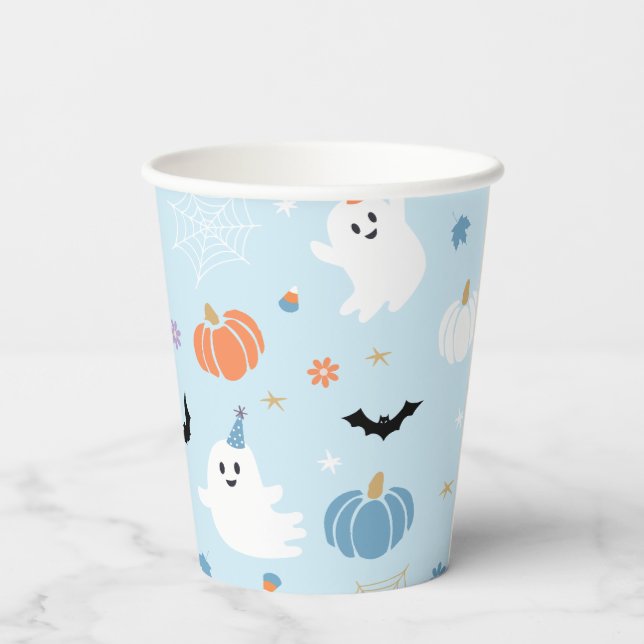 Niedlich Baby Blue Ghost Halloween Pappbecher (Rückseite)