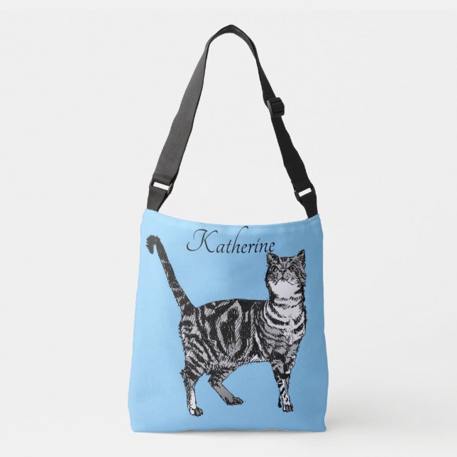 Niedlich Baby Blue Girls Tabby Katzen Handtasche (Vorderseite)
