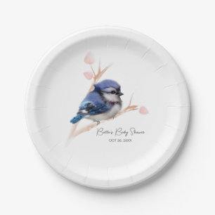 Niedlich Baby Blue Jay Baby Dusche Pappteller