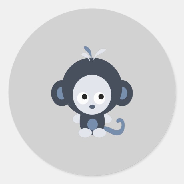 Niedlich Baby Blue Monkey Runder Aufkleber (Vorderseite)