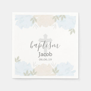 Niedlich Baby Blue Peonies Baby Baptisse Serviette