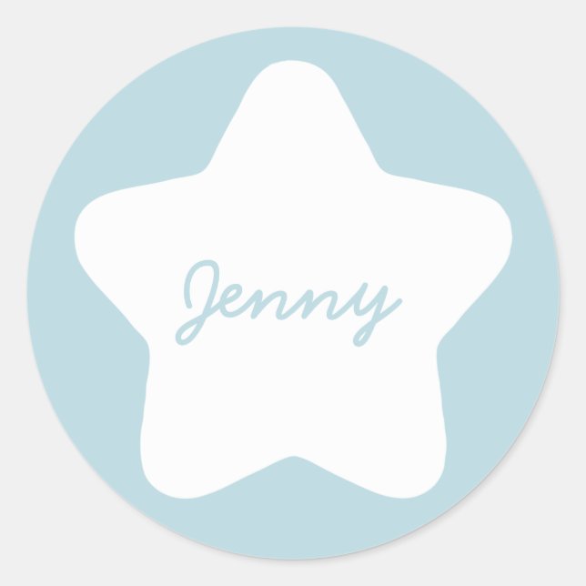 Niedlich Baby Blue Star Individuelle Name Aufklebe Runder Aufkleber (Vorderseite)