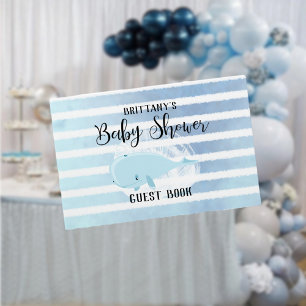 Niedlich Baby Blue Whale Stripe Baby Dusche Gästebuch