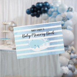 Niedlich Baby Blue Whale Stripte Baby Memory Book Gästebuch