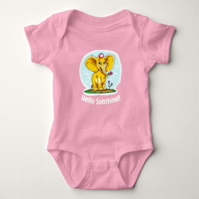 Niedlich Baby Bodysuit - Hallo Sunshine & Elephant Baby Strampler (Vorderseite)
