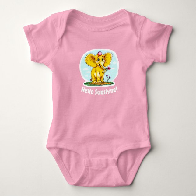 Niedlich Baby Bodysuit - Hallo Sunshine & Elephant Strampler (Vorderseite)