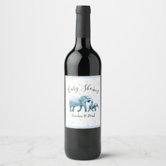 Niedlich Baby Boy Blue Elephants Baby Dusche Weinetikett