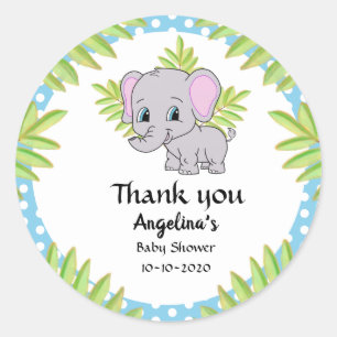 Niedlich Baby Boy Danke Elephant Polka Dot Runder Aufkleber