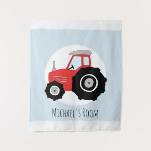 Niedlich Baby Boy Doodle Red Farm Traktor Kinderzi Wandteppich