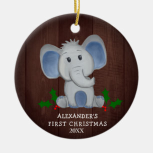 Niedlich Baby Boy Elephant Erstes Weihnachtsfest F Keramik Ornament