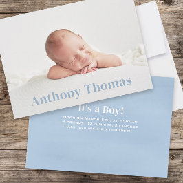 Niedlich Baby Boy Foto Whimsical Simple Denim Blue Ankündigung