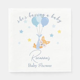 Niedlich Baby Boy Fox und Balloons Serviette