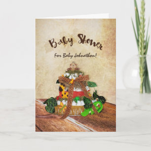 Niedlich Baby Boy Jungle Diaper Cake Baby Dusche Einladung