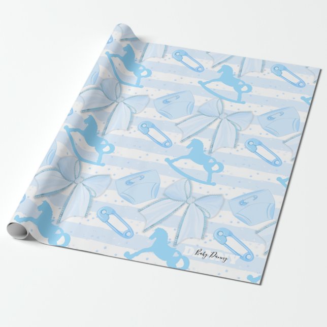 Niedlich Baby Boy Pattern Geschenkpapier (Ungerollt)