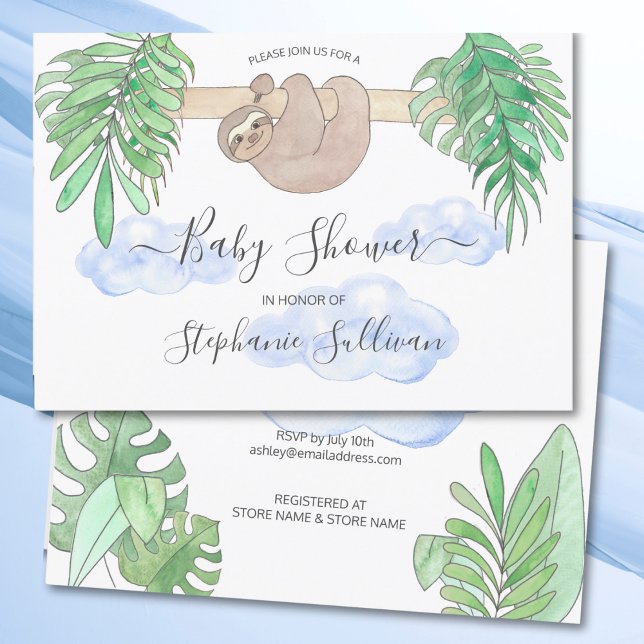 Niedlich Baby Boy Sloth Baby Dusche Einladung (Von Creator hochgeladen)