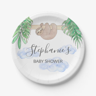Niedlich Baby Boy Sloth Baby Dusche Pappteller