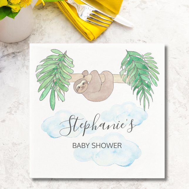 Niedlich Baby Boy Sloth Baby Dusche Serviette (Von Creator hochgeladen)