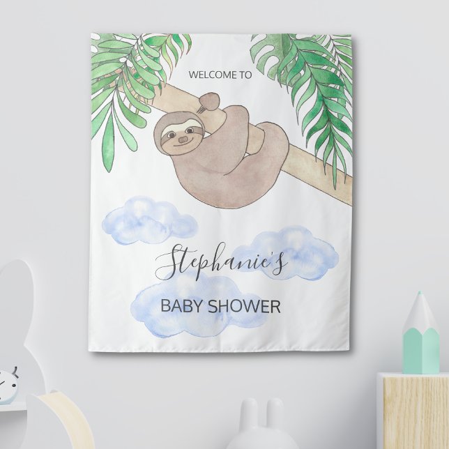 Niedlich Baby Boy Sloth Baby Dusche Wandteppich (Von Creator hochgeladen)