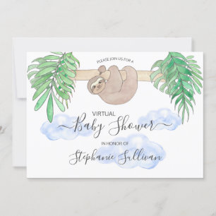 Niedlich Baby Boy Sloth Virtual Baby Dusche Einladung