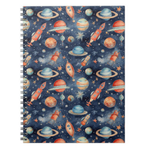 Niedlich Baby Boy Space Planet Watercolor Blue Ora Notizblock