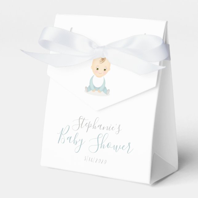 Niedlich Baby Boy und seine Baby-Dusche Geschenkschachtel (Vorderseite)