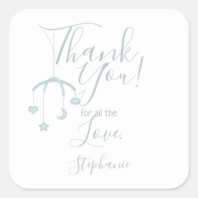 Niedlich Baby Boy und seine Baby-Dusche Quadratischer Aufkleber (Vorderseite)