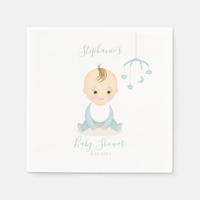 Niedlich Baby Boy und seine Baby-Dusche Serviette (Vorderseite)