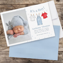 Niedlich Baby Boy Whimsical Simple Denim Blue Clot Ankündigung