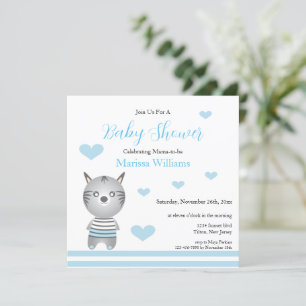 Niedlich Baby Boy Zebra Blue Hearts Einladung