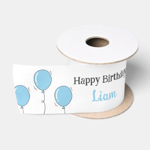 Niedlich Baby Boy's erster Geburtstag Blue Balloon Satinband