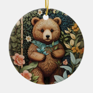 Niedlich Baby Brown Bear William Morris Inspiriert Keramik Ornament