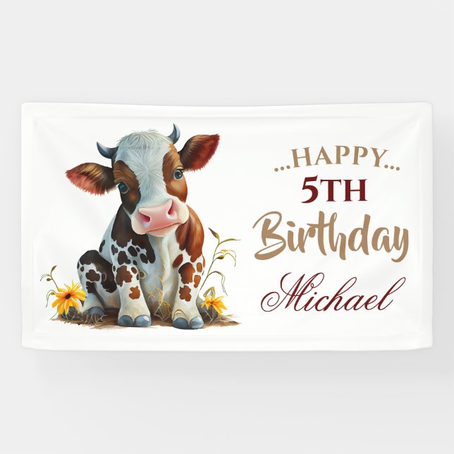 Niedlich Baby Brown Cow Banner (Horizontal)