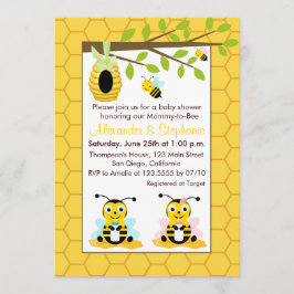 Niedlich Baby Bumblebee Twin Girls Boy Baby Shower Einladung