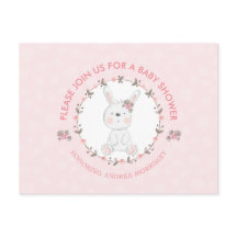 Niedlich Baby Bunny Floral Wreath Pink Babydusche