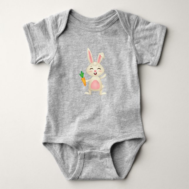 Niedlich Baby Bunny Rabbit Carrot Strampler (Vorderseite)