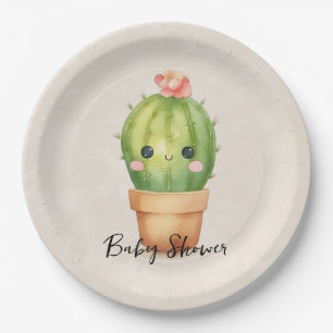 Niedlich Baby Cactus succulent Baby Shower Pappteller