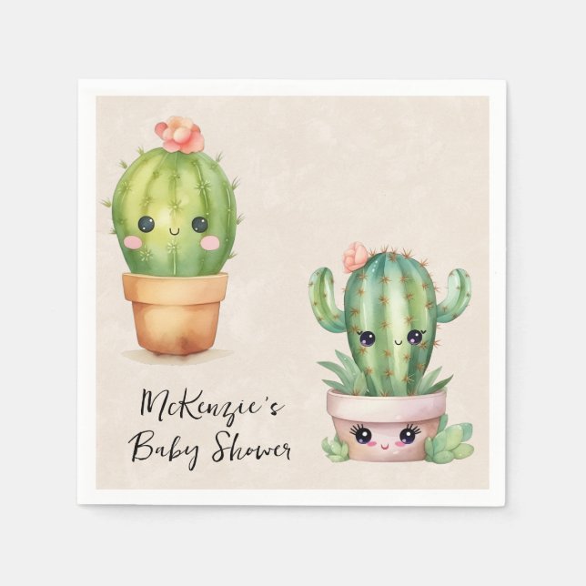 Niedlich Baby Cactus succulent Baby Shower Serviette (Vorderseite)