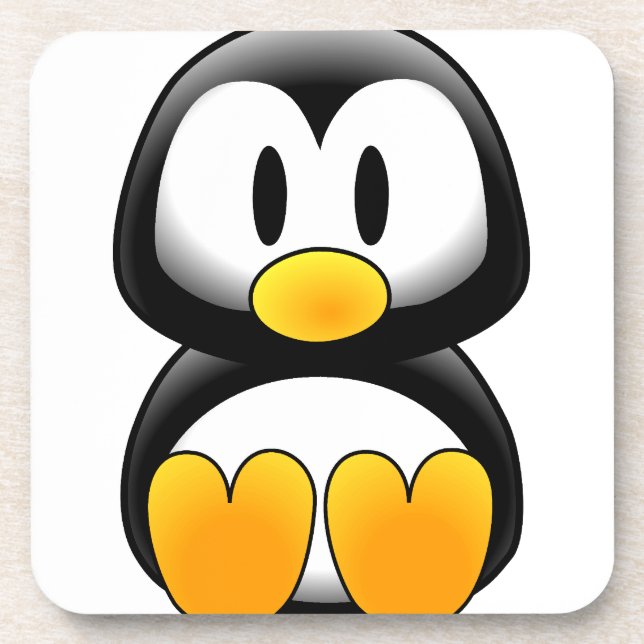 Niedlich Baby Cartoon Penguin Getränkeuntersetzer (Vorderseite)