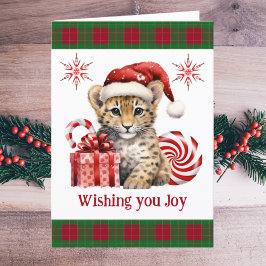 Niedlich Baby Cheetah Cub Big Cat Weihnachtsfreude Feiertagskarte