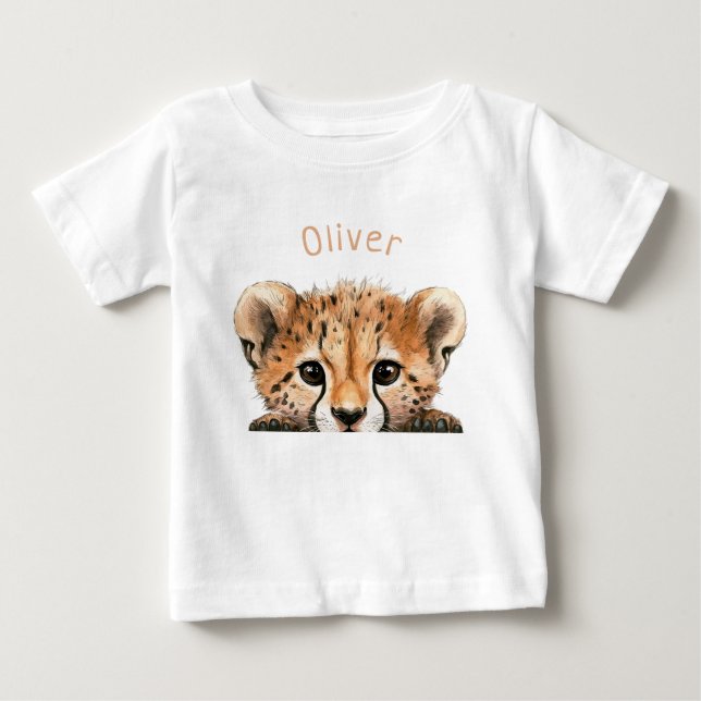 Niedlich Baby Cheetah Personalisiert T-shirt (Vorderseite)