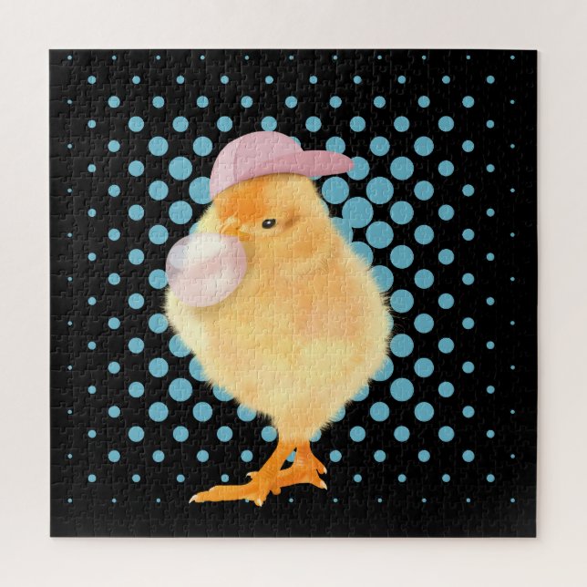 Niedlich Baby Chick Pink Bubblegum Puzzle (Vertikal)