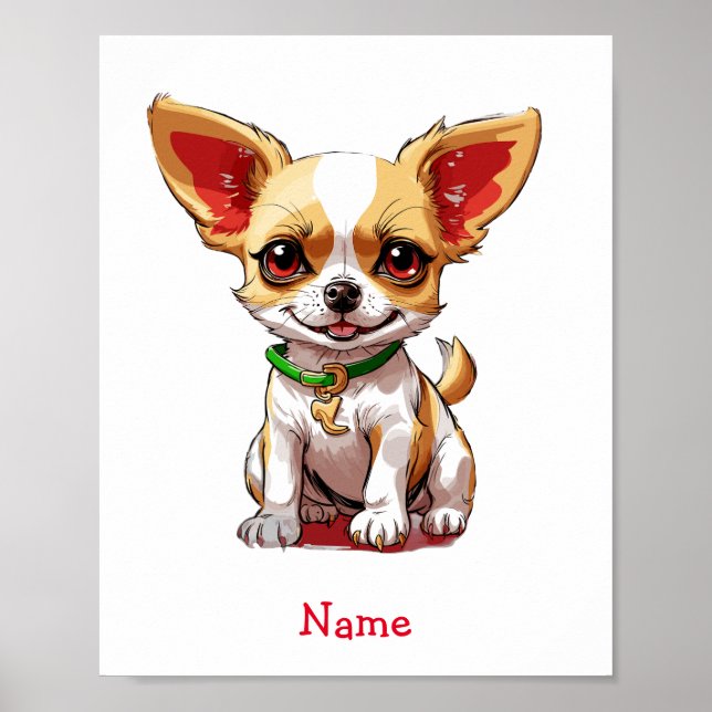 Niedlich Baby Chihuahua Individuelle Name Poster (Vorne)