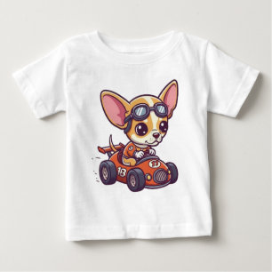 Niedlich Baby Chihuahua Race Car Driver Baby T-shirt