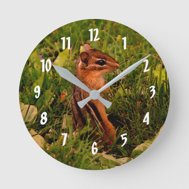 Niedlich Baby Chipmunk Tierart Runde Wanduhr (Vorderseite)