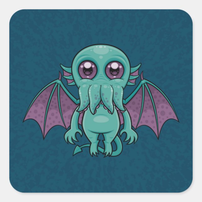 Niedlich Baby Cthulhu Monster Quadratischer Aufkleber (Vorderseite)