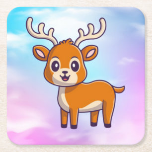 Niedlich Baby Deer Cartoon-23501 Rechteckiger Pappuntersetzer