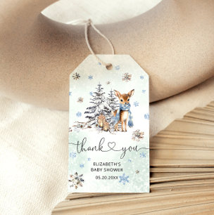 Niedlich Baby Deer Winter Blue Baby Geschenk Geschenkanhänger
